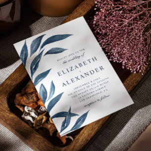 Elegante Aquarellfarben Blumen Blätter Hochzeit Einladung