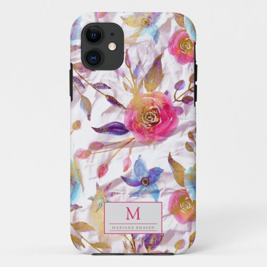Elegante Aquarellfarben Blumen Rosa und Weiß Case-Mate iPhone Hülle (Rückseite)