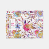 Elegante Aquarellfarben Blumen Rosa und Weiß Fleecedecke (Vorderseite (Horizontal))