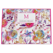 Elegante Aquarellfarben Blumen Rosa und Weiß Große Geschenktüte (Vorderseite)