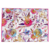 Elegante Aquarellfarben Blumen Rosa und Weiß Große Geschenktüte (Rückseite)