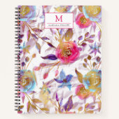 Elegante Aquarellfarben Blumen Rosa und Weiß Notizblock (Vorderseite)