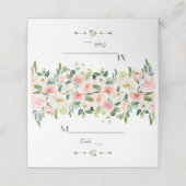 Elegante Aquarellfarben Blush Blume Gold Tischnumm Platzkarte (Außenseite Aufgefaltet)