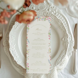 Elegante Aquarellfarben Blütenfrühlingshochzeit Menükarte