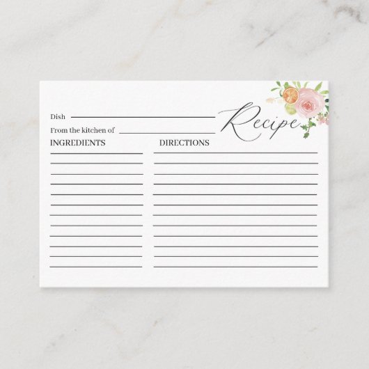 Elegante Aquarellfarben Citrus Pink Blume Bridal S Begleitkarte (Vorderseite)