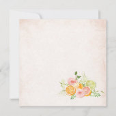 Elegante Aquarellfarben Citrus Pink Blume Kinderdu Einladung (Rückseite)