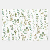 Elegante Aquarellfarben Eukalyptus-Blätter Geschenkpapier Set (Vorderseite 2)