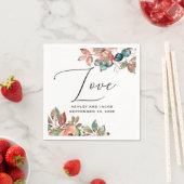 Elegante Aquarellfarben fallen blumengeschmückte H Serviette (Beispiel)
