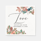 Elegante Aquarellfarben fallen blumengeschmückte H Serviette (Vorderseite)