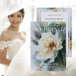 Elegante Aquarellfarben, Grün und Creme Einladung