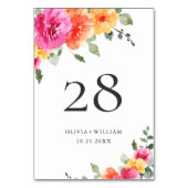 Elegante Aquarellfarben Hellrosa Blume Hochzeit Tischnummer (Rückseite)