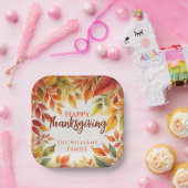 Elegante Aquarellfarben-Herbstlaube - Grenz-Ernted Pappteller (Party)