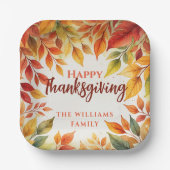 Elegante Aquarellfarben-Herbstlaube - Grenz-Ernted Pappteller (Vorderseite)