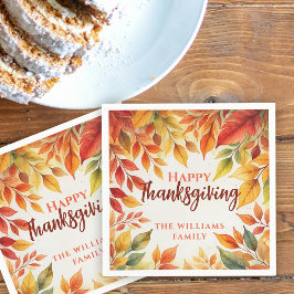 Elegante Aquarellfarben-Herbstlaube - Grenz-Ernted Serviette