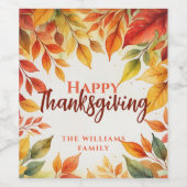 Elegante Aquarellfarben-Herbstlaube - Grenz-Ernted Weinetikett (Einzelnes Label)