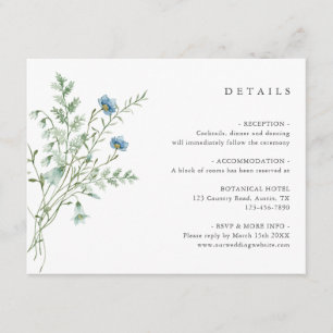 Elegante Aquarellfarben - Hochzeitdetails Begleitkarte