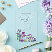 Elegante Aquarellfarben Iris in White Script Hochz Acryleinladungen (In Situ (Hochzeit))