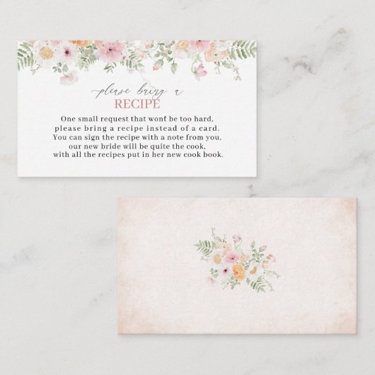 Elegante Aquarellfarben Liebe im blühenden Brautpa Begleitkarte (Vorne/Hinten)