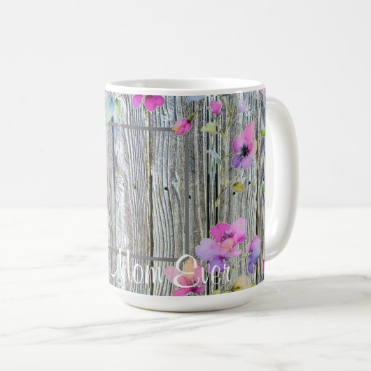 Elegante Aquarellfarben lila Wildblumen Barnwood M Kaffeetasse (VorderseiteRechts)