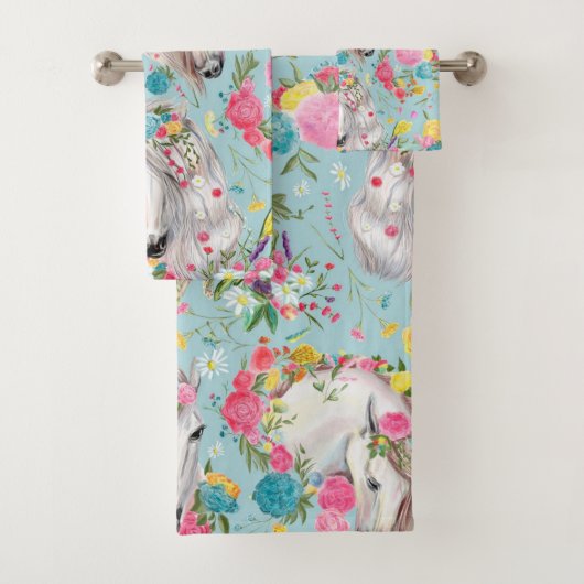 Elegante Aquarellfarben mit blumengeschmückter Opt Badhandtuch Set (Insitu)