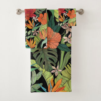 Elegante Aquarellfarben mit blumengeschmückter Opt Badhandtuch Set