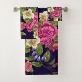 Elegante Aquarellfarben mit blumengeschmückter Opt Badhandtuch Set