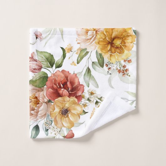 Elegante Aquarellfarben mit blumengeschmückter Opt Badhandtuch Set (Waschlappen)