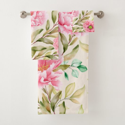 Elegante Aquarellfarben mit blumengeschmückter Opt Badhandtuch Set (Insitu)