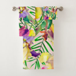 Elegante Aquarellfarben mit blumengeschmückter Opt Badhandtuch Set