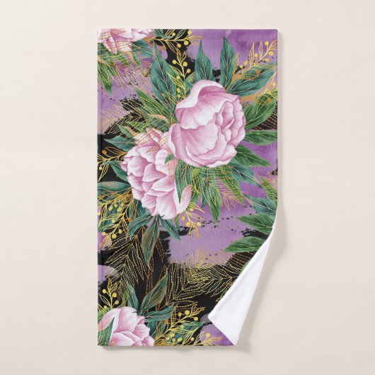 Elegante Aquarellfarben mit blumengeschmückter Opt Badhandtuch Set (Handtuch)