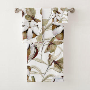Elegante Aquarellfarben mit blumengeschmückter Opt Badhandtuch Set
