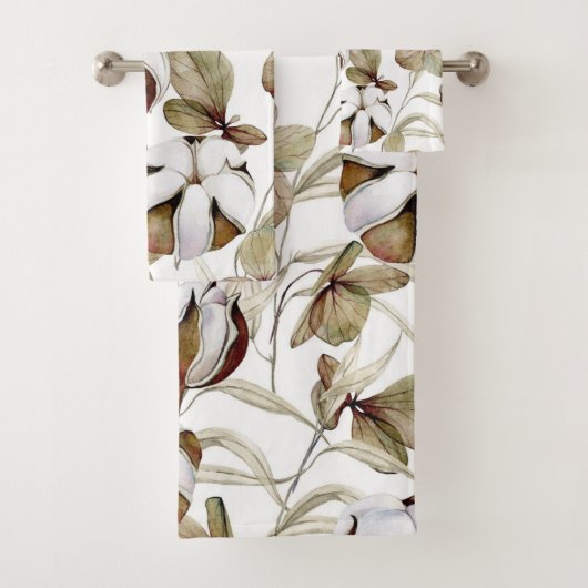 Elegante Aquarellfarben mit blumengeschmückter Opt Badhandtuch Set (Insitu)