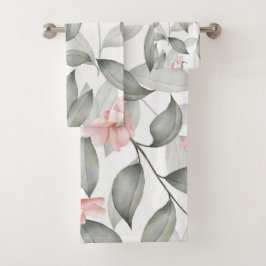 Elegante Aquarellfarben mit blumengeschmückter Opt Badhandtuch Set