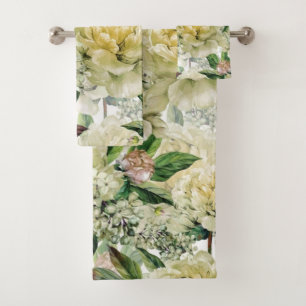 Elegante Aquarellfarben mit blumengeschmückter Opt Badhandtuch Set