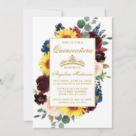 Elegante Aquarellfarben Mixed Floral Quinceanera G Einladung