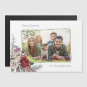 Elegante Aquarellfarben, Pine & Gold-Rahmen-Foto Magnetkarte (Vorne/Hinten)