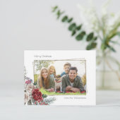 Elegante Aquarellfarben, Pine & Gold-Rahmen-Foto Postkarte (Stehend Vorderseite)