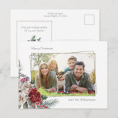 Elegante Aquarellfarben, Pine & Gold-Rahmen-Foto Postkarte (Vorne/Hinten)