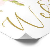 Elegante Aquarellfarben Rosa Gold Willkommenszeich Poster (Ecke)