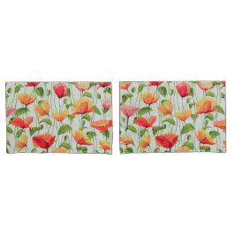 Elegante Aquarellfarben Rosa und Gelbe Blumen | Kissenbezug