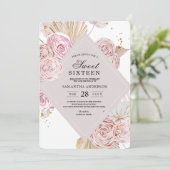 Elegante Aquarellfarben, rosa und Lila Blumenrahme Einladung (Stehend Vorderseite)