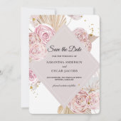 Elegante Aquarellfarben, rosa und Lila Blumenrahme Save The Date (Vorderseite)