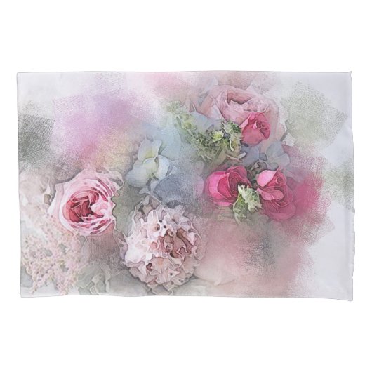 Elegante Aquarellfarben-Rose Blume Blumenvorlage Kissenbezug (Vorderseite)