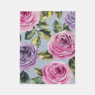 Elegante Aquarellfarben Rose Blumendesign Fleecedecke