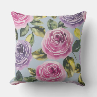 Elegante Aquarellfarben Rose Blumendesign Kissen