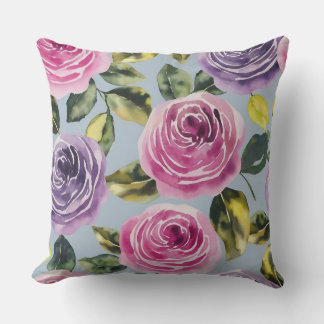 Elegante Aquarellfarben Rose Blumendesign Kissen