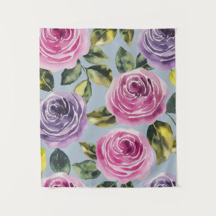 Elegante Aquarellfarben Rose Blumendesign Wandteppich