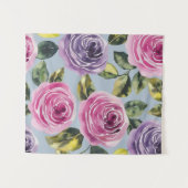 Elegante Aquarellfarben Rose Blumendesign Wandteppich (Vorderseite (Horizontal))
