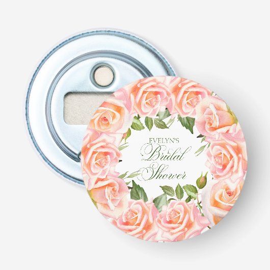 Elegante Aquarellfarben Rose Chic Brautparty Flaschenöffner (Vorderseite)