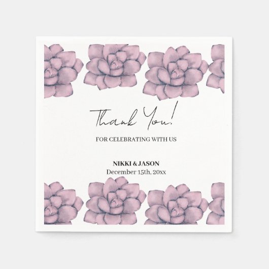 Elegante Aquarellfarben Rose Dank für Ihre Hochzei Serviette (Vorderseite)